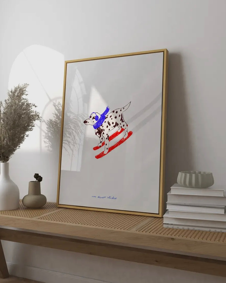 Skiing Dalmata Poster