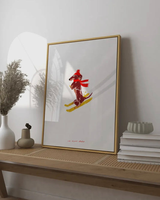 Póster Skiing Sausage